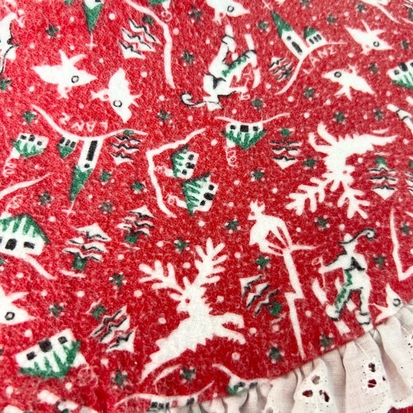 Vintage Lanz of Salzburg Flannel Nightgown Christmas Print Red size L pajamas - Picture 5 of 7